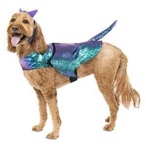 Vibrant Life Halloween Dress Up Blue/Purple Dragon Dog Elastic Band Costume SZ M